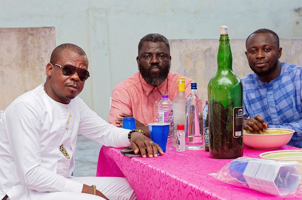 Friends seated at a dressed table at a party