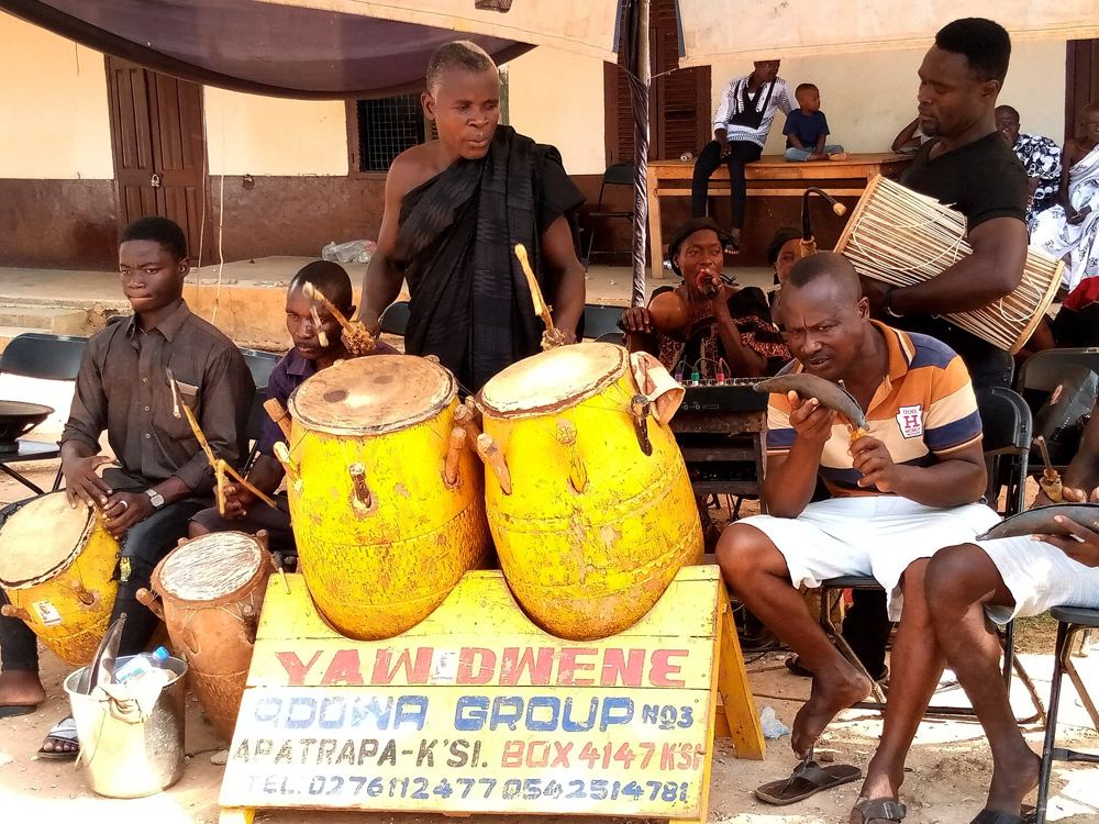 Traditional drummers at a funeral celebration